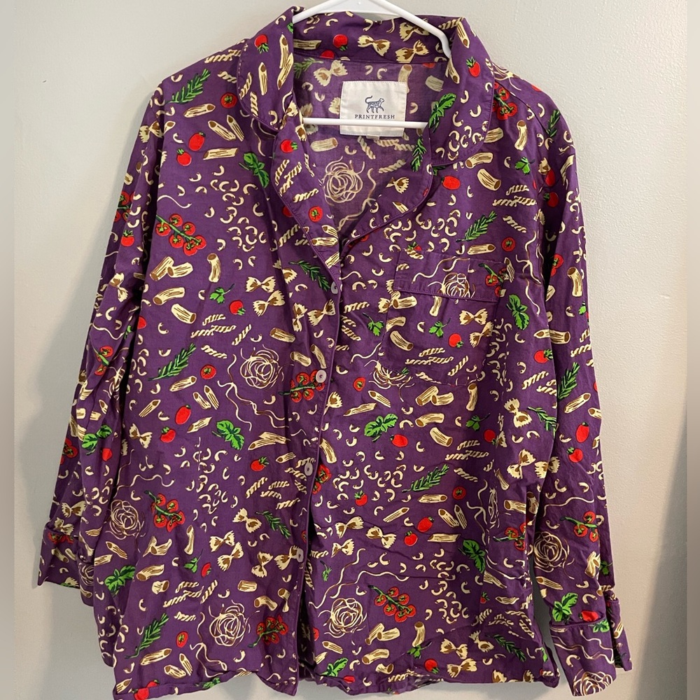 Printfresh Pasta Party Long Sleeve Pajama TOP ONLY